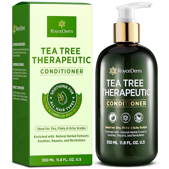 RoyceDerm Tea Tree Conditioner: Hydrating & Soothing Botanical Formula with Tea Tree, Aloe, Camellia Seed Oil, Paraben & Sulfate Free