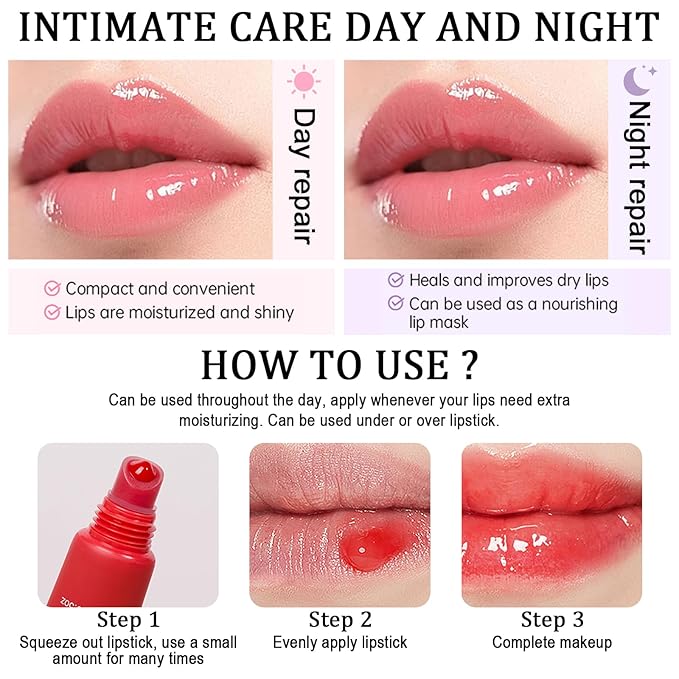 Lip Butter Balm, Day/Night Hydrating Lip Mask, Moisturizing Lip Balm Butter, Ultra-Nourishing Lip Care Moisturizer, Lip Butter Gloss Shine Lip Glow Oil Makeup#1#2#3
