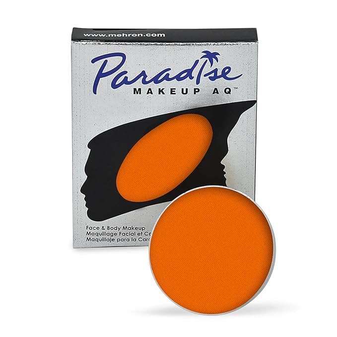 Mehron Makeup Paradise Makeup AQ Refill Size | Stage & Screen, Face & Body Painting, Beauty, Cosplay, and Halloween | Water Activated Face Paint, Body Paint, Cosplay Makeup .25 oz (7 ml) (Orange)