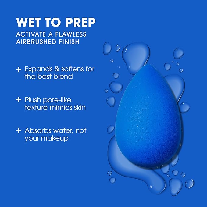 Beautyblender® | Sapphire Beauty Blender Makeup Sponge, Super-Soft Foam Easily Blends Foundations, Powders & Creams, Made in USA, Reusable, Washable, Streak Free Application, Vegan, Cruelty Free