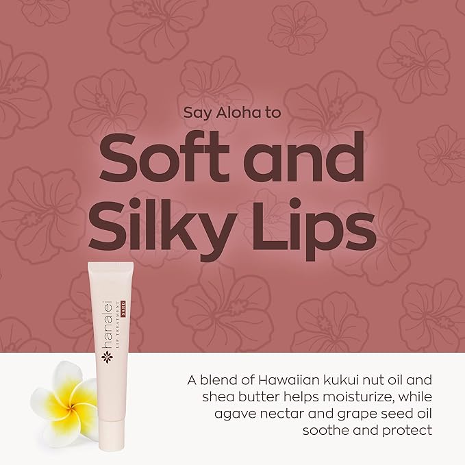 Hanalei Lip Treatment for Dry, Chapped Lips – Intensive Overnight Moisturizer with Kukui Oil, Shea Butter & Grapeseed Oil – Hydrating Balm for Healing Cracks – Natural Nude Tint, 15g – Cruelty-Free