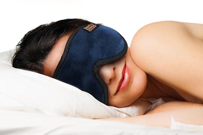 Dream Essentials, Escape 3D Sleep Mask, Earplugs, Carry Pouch Set, Molded Eye Shade, Men and Women, Contoured, Nose Bridge, Light Block, Memory Foam, Gift Set, Travel, Yoga, Blindfold, Navy Blue