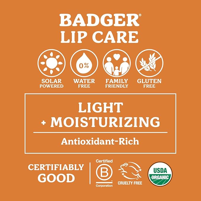 Badger - Herbal Lip Balm, Tea Tree & Lemon, Certified Organic Lip Balm, Fair Trade, Herbal Lip Care, 0.15 oz (4 Pack)