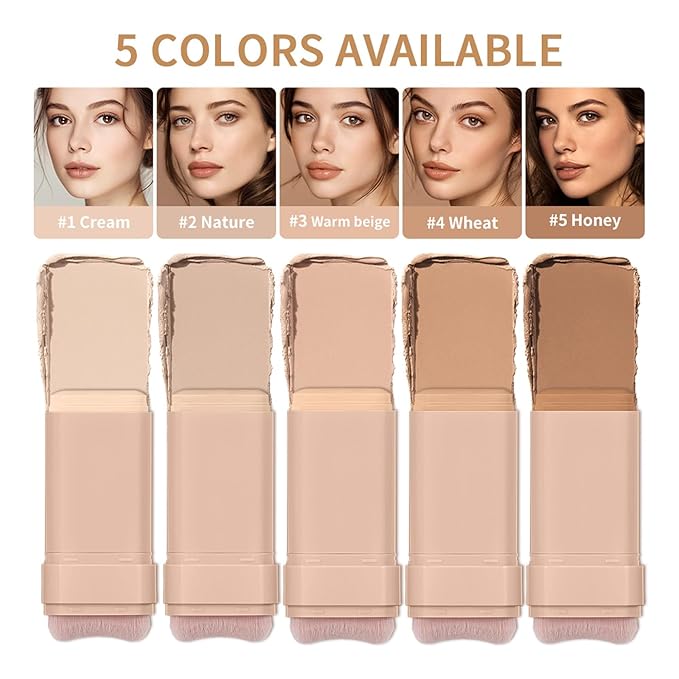 Beauty Balm Serum Boosted Skin Tint, Dual-Ended Eraser Foundation Stick with Brush, Full Coverage Cream Korean Makeup, Long-Lasting Stick for Smooth, Flawless Finish (#3 Warm Beige)