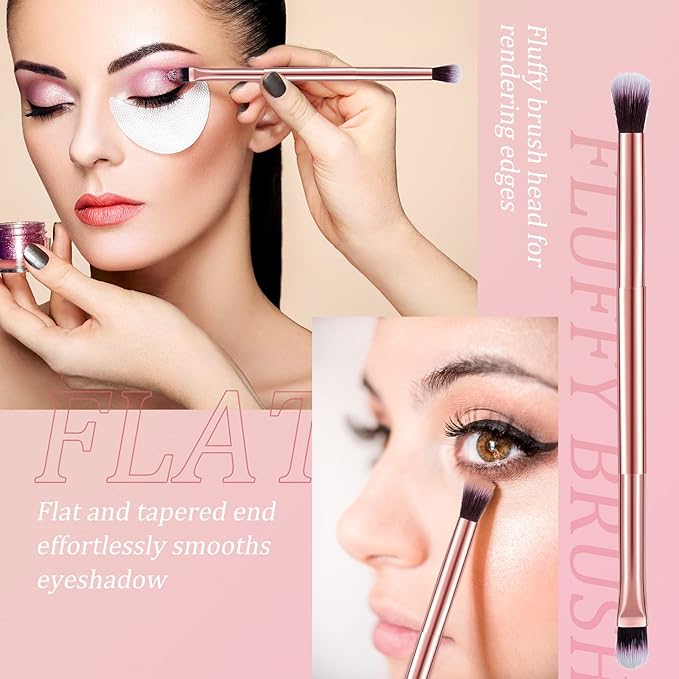 6 Pcs Eyeshadow Smudge Brush 2-in-1 Eyeshadow 2 Double Ended Make Up Brush Concealer Cosmetics Under Eye Small Soft Firm Pointed Foundation Makeup Applicator for Blending Eye Shadow Liner