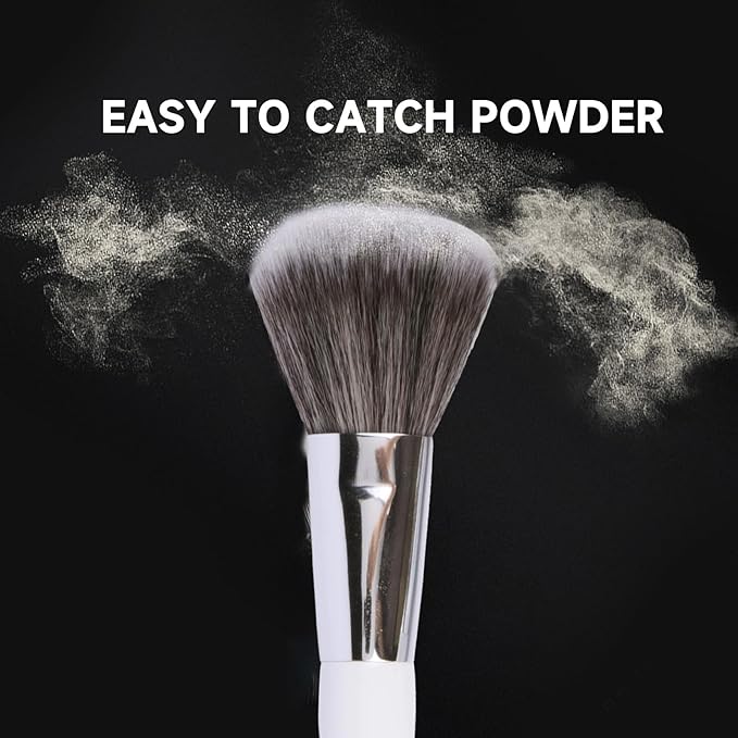 Travel Makeup Brushes Set w/Pouch, 5PCS Double Ended Portable Mini Cosmetic Brushes Kit for Foundation, Eyeshadow, Lip, Blush Make Up Brushes Professional(White)