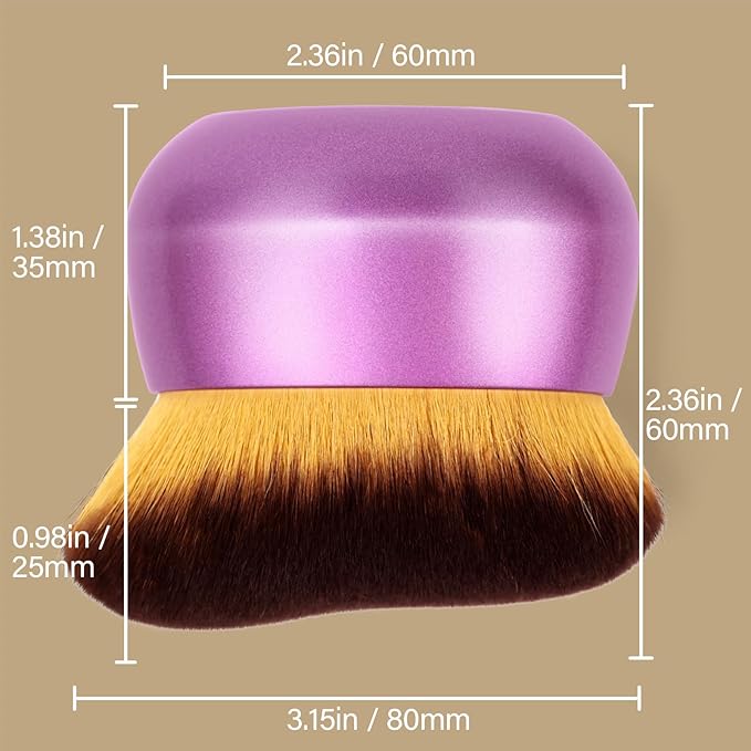 Extra Large Body Makeup Brush For Self Tanner, Leg Makeup &Bronzer Blend,75 mm Wide-headed Kabuki Brush Provides More Even &Pretty Application, Sunscreen Face& Back Makeup Brush, Wet&Dry Use- Purple