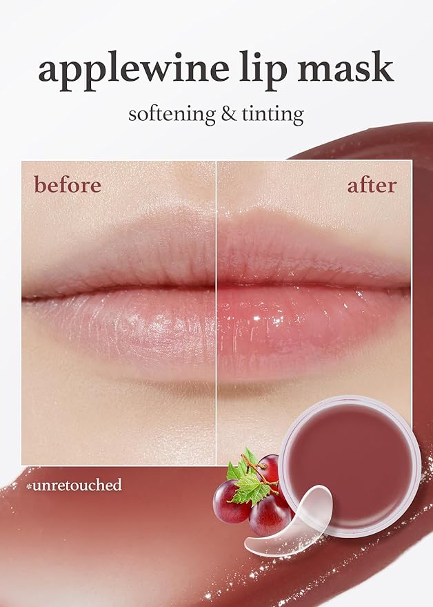 NOONI Applewine Korean Lip Tinting Butter | Natural Lip Balm with Wine Extract, Smoothing & Red Lip Mask, Exfoliator Balm for Dry Lips, Lip Treatment with Shea Butter and Vitamins, Vegan, 42 oz.