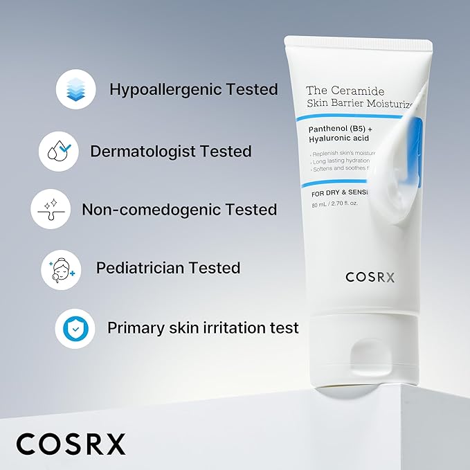 COSRX Ceramide Skin Barrier Moisturizer for Face with 7 Ceramides, Hyaluronic Acid & Panthenol for All Skin Types, 2.7 fl.oz, Korean Skin Care