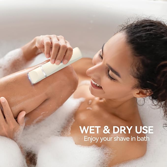 3-in-1 Electric Razor for Women - Waterproof Bikini Trimmer,Rechargeable Electric Shaver for Lady,Pubic Hair Trimmer Women,Personal Trimmer Groomer for Body Hair (Cream, LY)