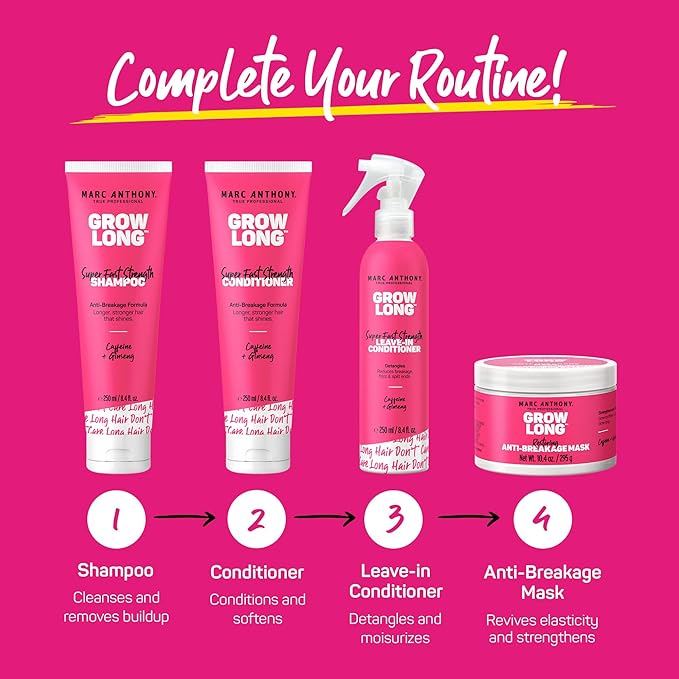 Marc Anthony Strengthening Conditioner, Grow Long - Anti-Frizz, Anti-Breakage & Nourishing Formula For Split Ends, & Hair Growth - Biotin, Vitamin E, Caffeine & Ginseng for Dry & Damaged Hair