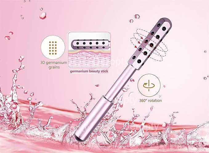 Beauty Massage Roller, Facial Massage Tool, 30 Germanium Stone Uplifting Face，Uplifting Face Massager Roller (Pink)