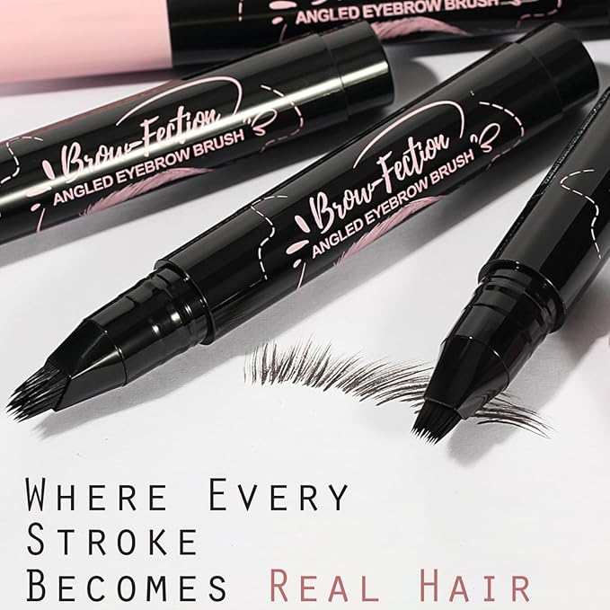Eyebrow Pen, Waterproof Eyebrow Pencils for Women - Angled Brow Brush & Multi-Fork Tip Microblading Brow Pen, Precisely Creates Natural Hair-Like Brows, Easy to Use 05-Black