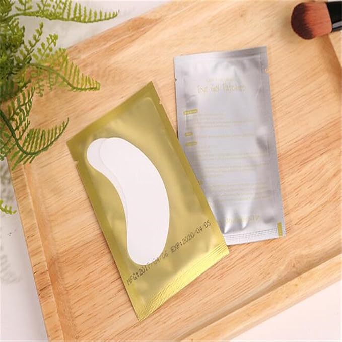 100 Pairs Set，Eye Gel Patches,Under Eye Pads Lint Free Lash Extension Eye Gel Patches for Eyelash Extension Eye (gold)