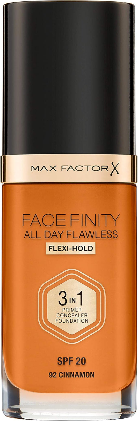 Max Factor Facefinity 3-in-1 All Day Flawless Foundation SPF 20#092 Cinnamon 7.05 Ounce