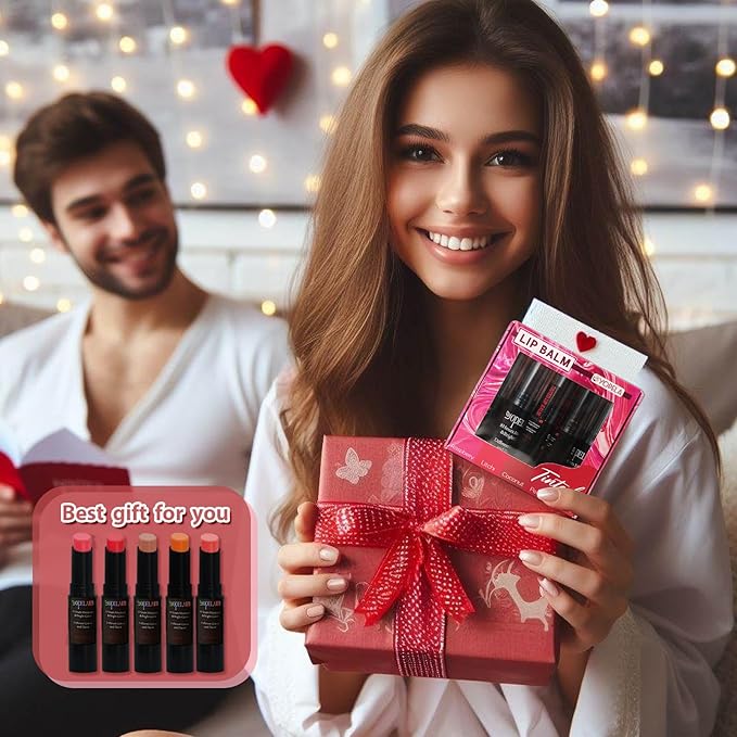 5 Pack Tinted Lip Balm Stocking Stuffers Tinted Chapstick - Moisturizing Lips - No petroleum, Chemicals, Gluten, or Phthalat