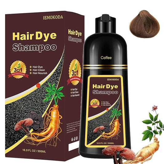 Coffee Hair Dye 3 in 1 - Instant Hair Color Shampoo for Refreshing, Herbal Hair Dye for Women & Men, Easy to Use & Long Lasting 16.90 oz