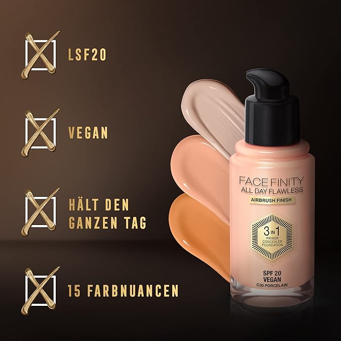 Max Factor Facefinity All Day Flawless 3 In 1 Foundation SPF 20, No. 30 Porcelain