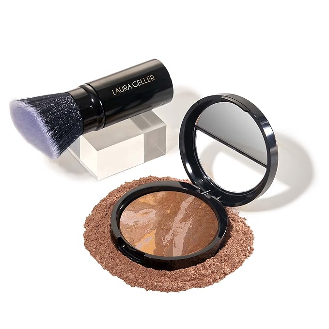 LAURA GELLER NEW YORK Baked Balance-n-Brighten Foundation with Kabuki Brush Makeup Set, Tan