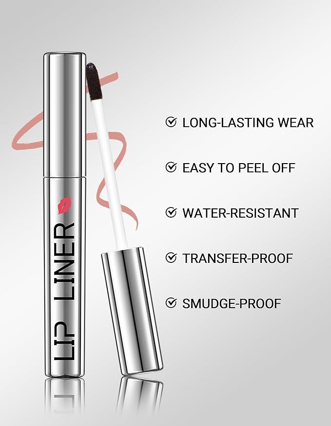 Erinde Lip Liner Peel Off Lip Stain, Long Wear Tattoo Lip Liner with Tweezer, Matte Peel Off Lipliner Stain, Long Lasting, Waterproof, Transfer-proof, Easy to Use & Natural Finish, Neutral Mauve