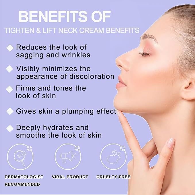 Neck Firming Cream, Neck Tightening Cream, Tighten and Lift Neck Cream, Neck Creams for Tightening and Firming Sagging Skin, Help Reduce Fine Lines & Wrinkles
