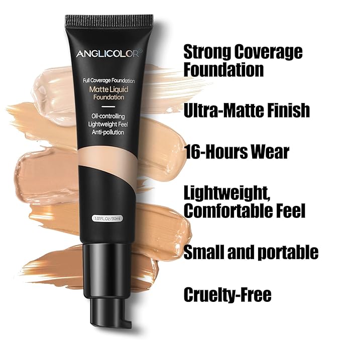 Matte Oil Control Concealer Foundation Flawless Soft Long Lasting Foundation Makeup,Waterproof Full Coverage Face Makeup Strong Concealer Foundation for Oily Acne Skin,1fl.oz (#102 Nude)