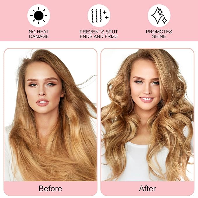 Heatless Curling Rod Headband, Upgraded 60" Extra Long Soft Hair Curlers to Sleep In, No Heat Curls for All Hair Types, Hair Wrap Curls Styling Kit for Girls (Brown, 1 Count)