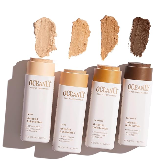 ATTITUDE Oceanly Light Coverage Face Tinted Oil Stick, EWG Verified, Titanium Dioxide-Free, Vegan & Cruelty-Free Tinted Moisturizer, Plastic-Free, Dune, 0.42 Ounces