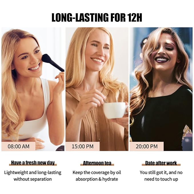 Matte Oil Control Concealer Foundation Flawless Soft Long Lasting Foundation Makeup,Waterproof Full Coverage Face Makeup Strong Concealer Foundation for Oily Acne Skin (#103 Warm Peach)