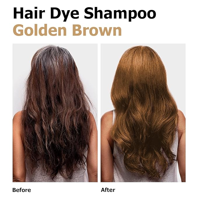 Hair Dye Shampoo, Gray Hair Coverage Dye Shampoo, Hair Color Shampoo for All Hair Types, Champu Para Canas, Suitable for Home and Salon (Blonde Brown)