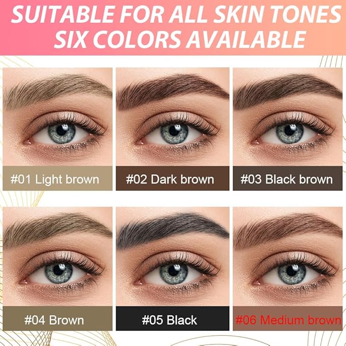 evpct 2Pcs Midium Brown Magic Microblading Dual-Ended Eyebrow Contouring Pen Brow Pencil, with 4 Brush Micro-Fork-Tips Applicator and Precise Brush-Tip Hair Like Stroke, Dual-ended Eyebrow Brush