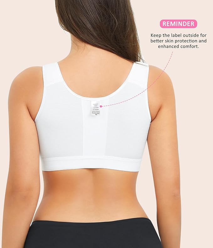 BRABIC Zip Front Closure Everyday Bra for Women Post Surgery Compression Support with Adjustable Straps Wirefree