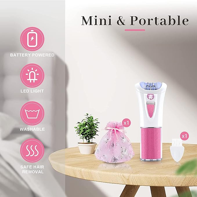 Glabrouse Skin Epilator, Epilators Hair Removal for Facial, Epilators with LED Light, Cordless Hair Removal Device, Epilator for Women, Facial Hair Removal for Bikini Arm Legs Armpits
