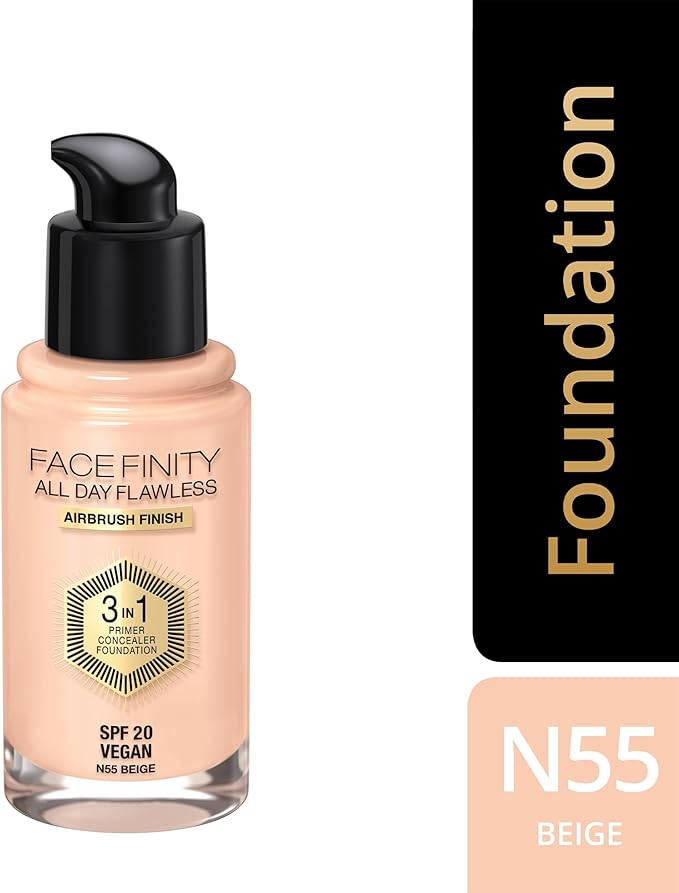 Max Factor Facefinity All Day Flawless 3 In 1 Foundation SPF 20, No. 55 Beige
