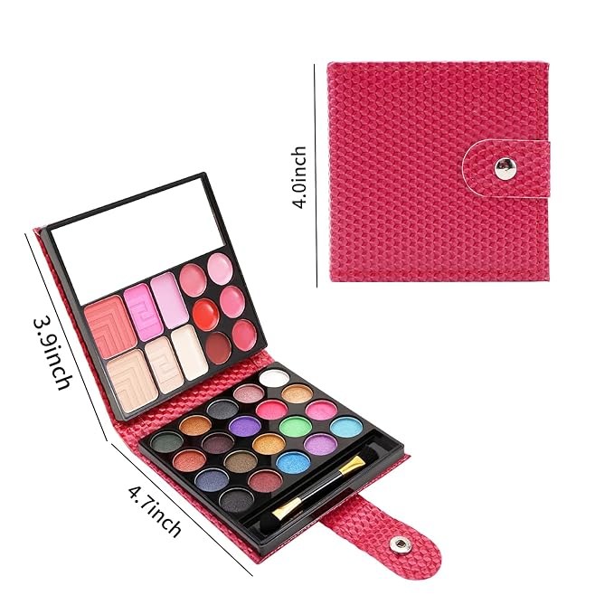Boobeen All in 1 Makeup Palette kit - Colorful Eye Shadow Palette, Lip Gloss, Blush and Contour Powder to Define Face Shape, with Mirror&Brush, Make Up Gift for Women