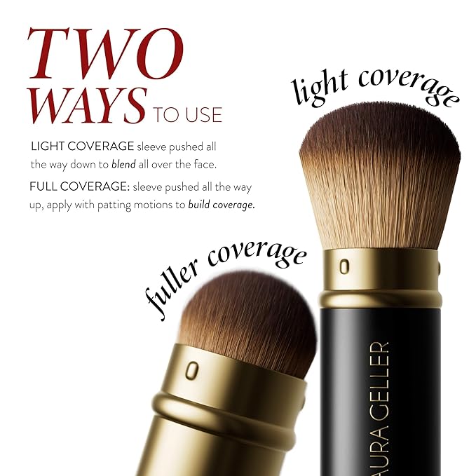 LAURA GELLER NEW YORK Retractable Airbrush Kabuki Brush for All Face Makeup & Foundation for Liquid, Cream and Powder Face Makeup With Aluminum Handle