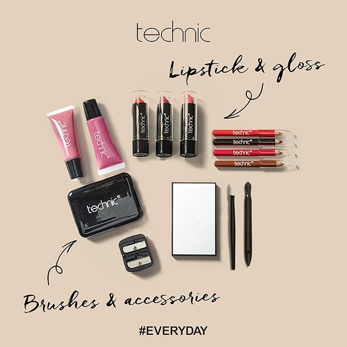 36 Pcs Clear Carry All Full Make Up Kit In a Trunk Train Case Including Makeup Brushes, Eye Shadows, Nail Polish, Blushers, Lipsticks and More