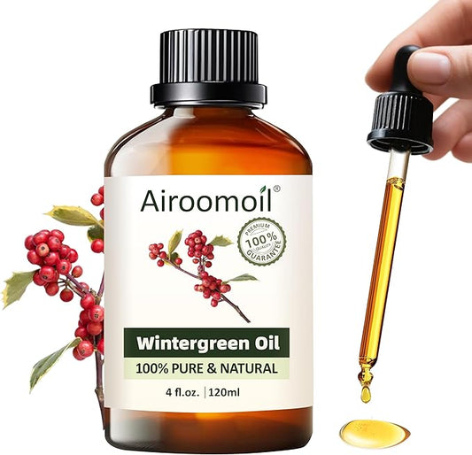 Pure Wintergreen Essential Oil, 100% Pure Natural Wintergreen Essential Oil, Premium Grade Essential Oils for Diffusers for Home, Skin, Care Massage, Soap Make, Aromatherapy, 4 Fl Oz | 120ml