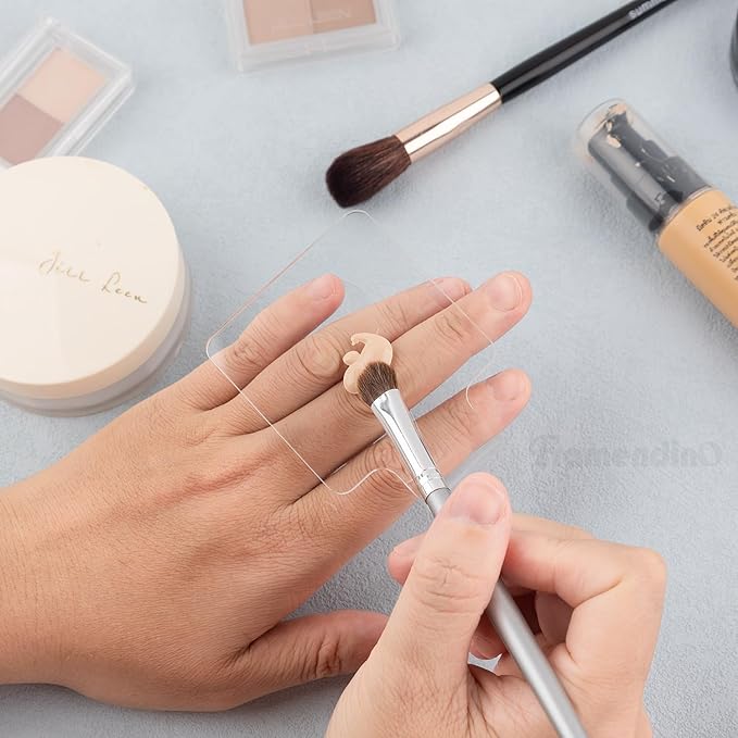 Framendino, 6 in 1 Set Hand Makeup Mixing Palette, Makeup Plate for Foundation with Spatula Makeup Artist Tool for Mixing Foundation Eye Shadow Nail Art for Women