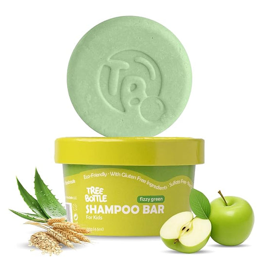 Tree Bottle Hydrolyzed Oat Protein + Aloe Vera Shampoo Bar for Kids – Gentle & Nourishing for Sensitive Scalps - Natural, Tear-Free, Sulfate & Paraben-Free - Made in USA - 4.5oz