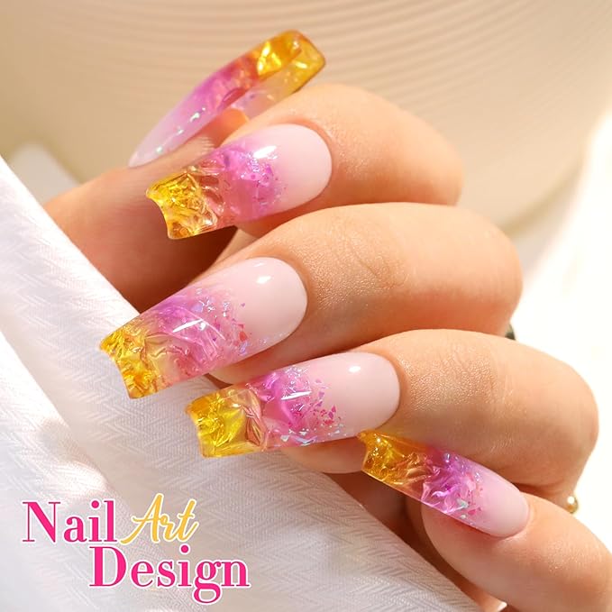 Double Rhythm 6 Pcs 15 ML Gel Polish Set Same Color Same Bottle Soak Off Gel Polish Kit Nail Art Manicure Salon DIY at Home for Women (Jelly Yellow Pink Red Purple Blue-T6-25)