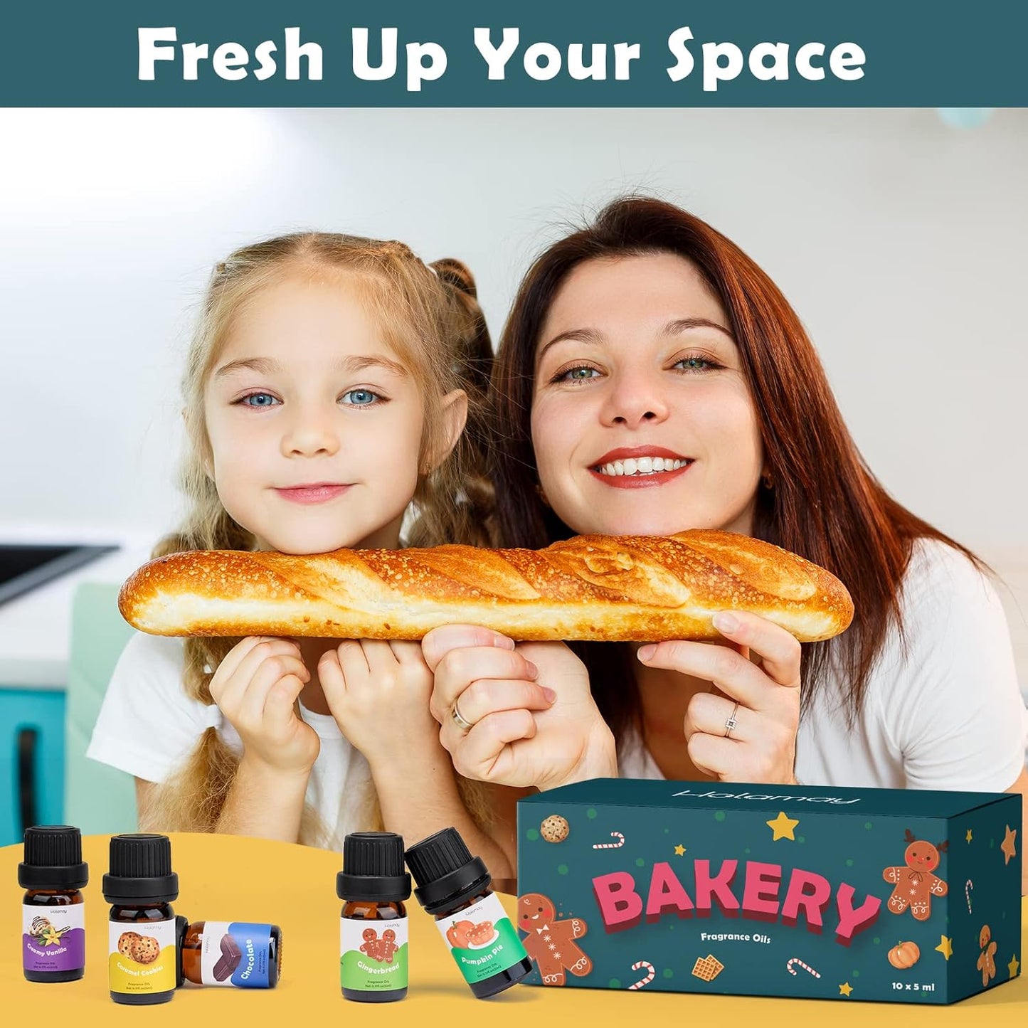 Bakery Fragrance Oils, Holamay Scented Essential Oils for Soap & Candle Making, Aromatherapy Diffuser Oil Scents (10 Packs of 5ml) - Creamy Vanilla, Gingerbread, Chocolate, Pumpkin Pie and More