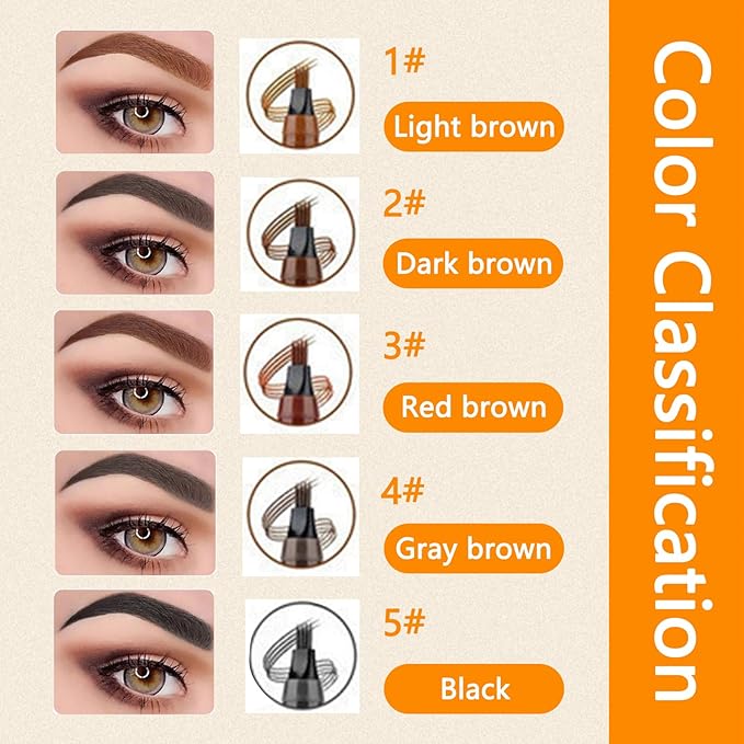 2025 Upgraded Magic Eyebrow Pencil for Women, Long-Lasting Ultra-Fine Tip Waterproof Eye Brow Pencils with 4 Fork, Smudge-Proof Natural Brow Makeup for Women - Gray Brown