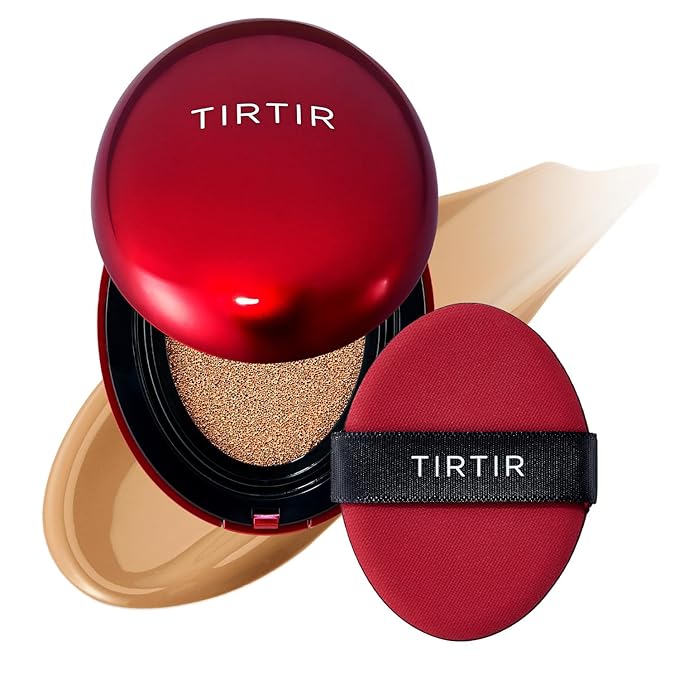 TIRTIR Mask Fit Red Cushion Foundation | Full coverage, Weightless, Skin fit, Satin Glow Finish, Korean Makeup BB Foundation, beauty, Tattoo cover up, Buildable (#30N Rich Honey, 0.63 Fl Oz)
