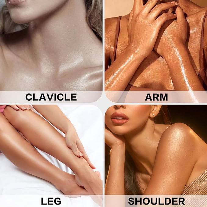 FOCALLURE Starfall Glowing Liquid Highlighter, Shimmering Body Oil, Non-Sticky Shimmer Liquid Luminizer, Non-Greasy, Face & Body Glitter Makeup for Costumes, Cosplay, Rave Festival, FIRELY FOREST