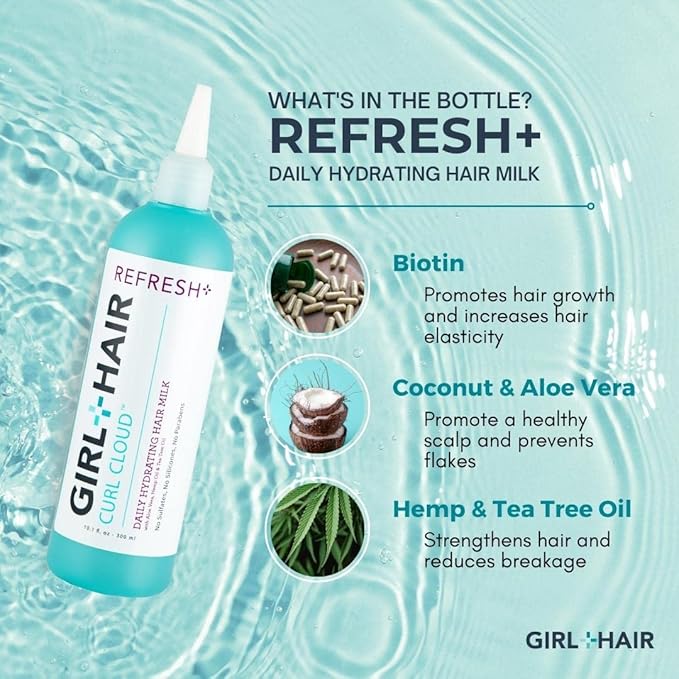 G+H REFRESH+ Daily Hydrating Hair Milk | Deep Hydration to Restore Dry Hair, Refresh Scalp | Aloe Vera, Biotin, & Coconut Water | 10.1 Fl Oz
