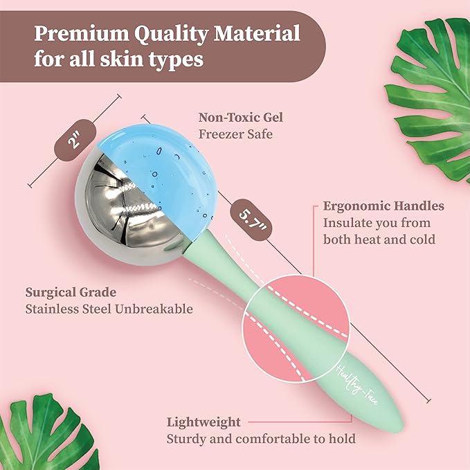 Facial Ice Globes for Face - 360 Stainless Steel face wand Globes Massager For Puffy Eyes & Dark Circles, Stimulates Collagen to Tighten Skin & Shrink Pores, Enhance Circulation & Smooth Looking Skin