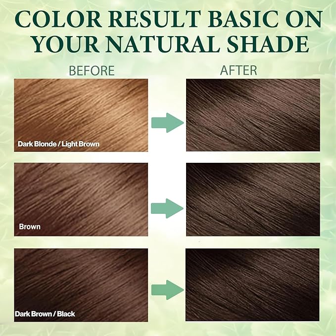 Instant Brown Hair Dye Color Shampoo 3 in 1 for Gray Hair Coverage - Herbal, Easy to Use, Long Lasting for Women & Men, 500Ml (Dark Brown)