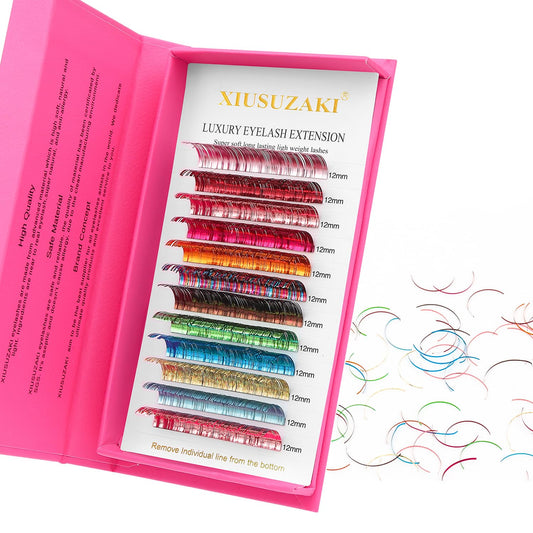 Glitter Spike Tinsel Eyelash Extensions 0.07 Colored Lashes Extension C Curl Lashes 11mm Lash Extensions Soft False Eyelashes Volume Lashes 12 Rows Professional Use(Glitter,0.07-C,11mm)