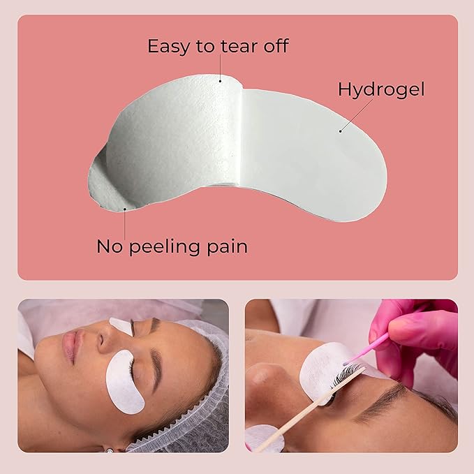 50 Pairs Under Eye Pads, Hydrogel Eye Patches for Eyelash Extension, Lash Gel Pad, Eyelash Extension Gel Patches, DIY False Eyelash Makeup Eye Gel Pad, Fit Most Eye Shape Stick Well